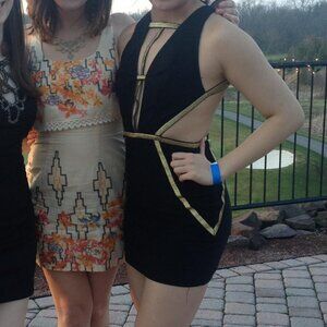 Black Dress with Gold Strap